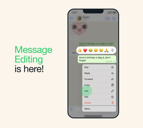 Editing a message on WhatsApp