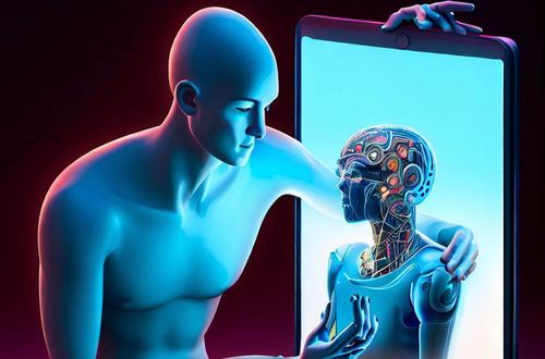 A person cozying up to an AI 