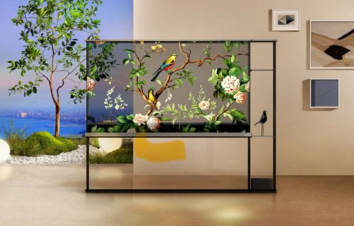 LG Signature OLED T wireless transparent TV.
